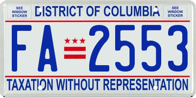 DC license plate FA2553