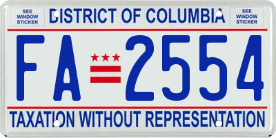 DC license plate FA2554