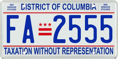 DC license plate FA2555