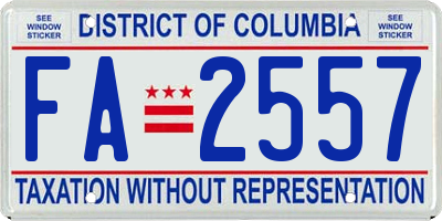 DC license plate FA2557