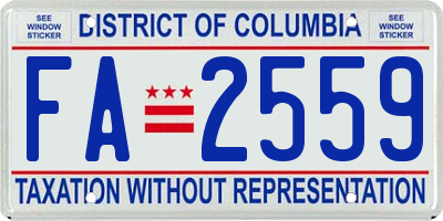 DC license plate FA2559