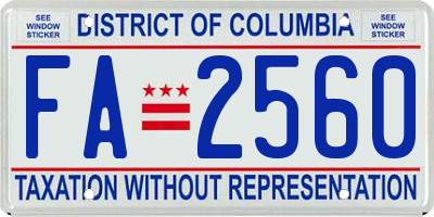 DC license plate FA2560