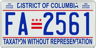 DC license plate FA2561