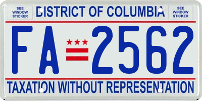 DC license plate FA2562