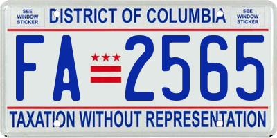 DC license plate FA2565