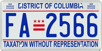 DC license plate FA2566