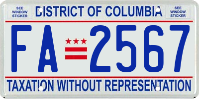 DC license plate FA2567