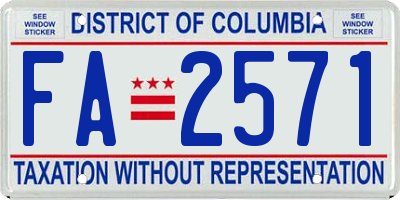 DC license plate FA2571