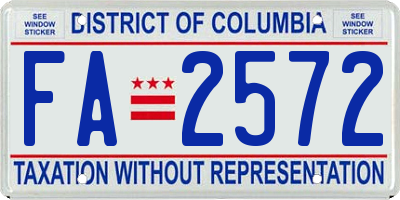 DC license plate FA2572