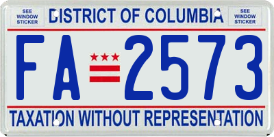 DC license plate FA2573