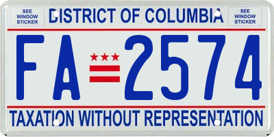 DC license plate FA2574