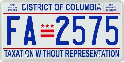 DC license plate FA2575