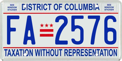 DC license plate FA2576