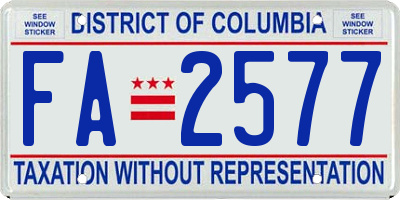 DC license plate FA2577