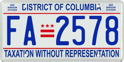 DC license plate FA2578