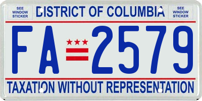 DC license plate FA2579