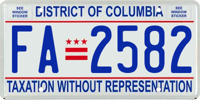 DC license plate FA2582