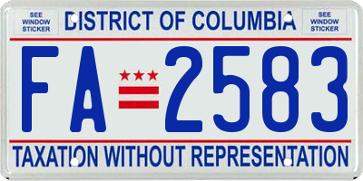 DC license plate FA2583