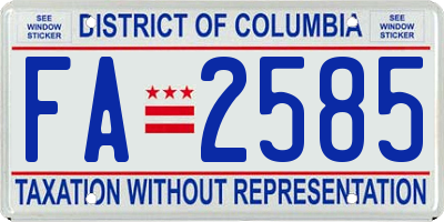 DC license plate FA2585