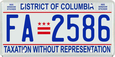 DC license plate FA2586