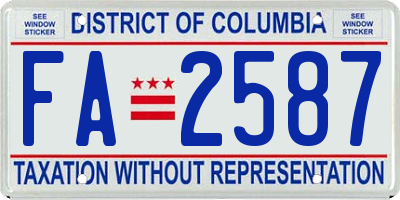 DC license plate FA2587