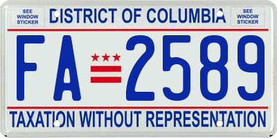 DC license plate FA2589