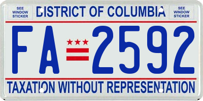 DC license plate FA2592