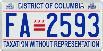 DC license plate FA2593