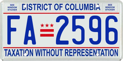 DC license plate FA2596