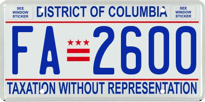 DC license plate FA2600