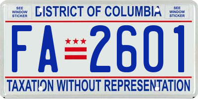 DC license plate FA2601