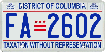 DC license plate FA2602