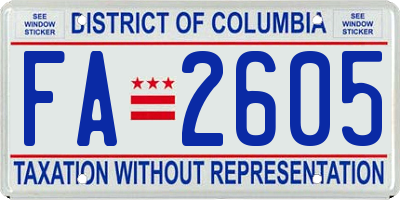 DC license plate FA2605