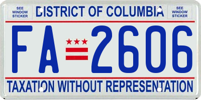 DC license plate FA2606