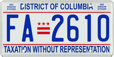 DC license plate FA2610