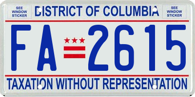 DC license plate FA2615