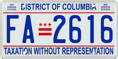 DC license plate FA2616