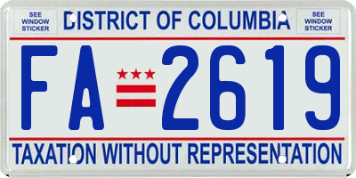 DC license plate FA2619