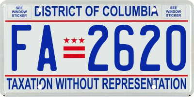 DC license plate FA2620