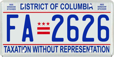 DC license plate FA2626