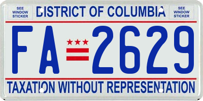 DC license plate FA2629