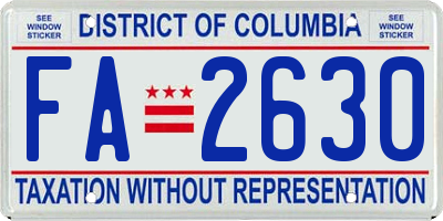 DC license plate FA2630