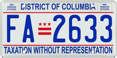 DC license plate FA2633