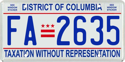 DC license plate FA2635