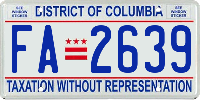 DC license plate FA2639