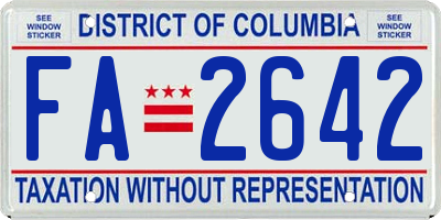 DC license plate FA2642