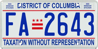 DC license plate FA2643