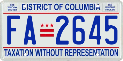 DC license plate FA2645