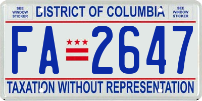 DC license plate FA2647