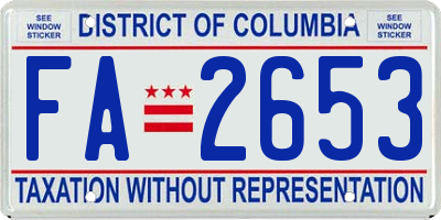 DC license plate FA2653